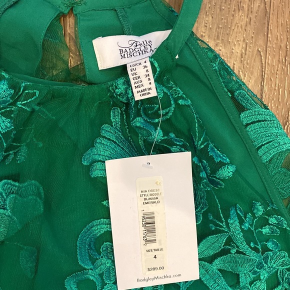 NWT Belle Badgley Mischka Nia Dress Emerald 4 - Picture 3 of 6